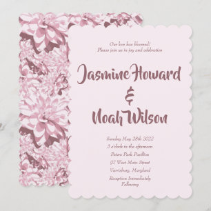 Invitations de mariage vintage rose dahlia florale