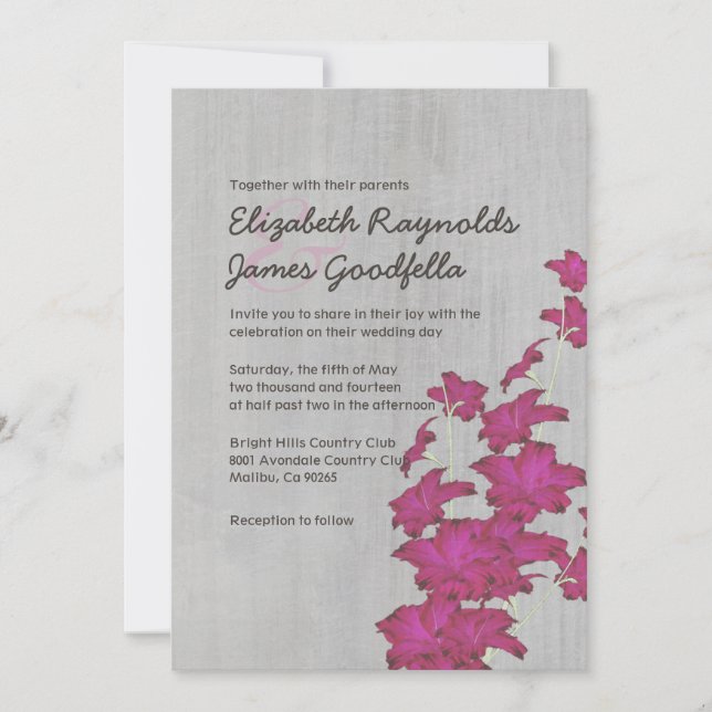 Invitations de mariage Vintages des Gladiolas (Devant)