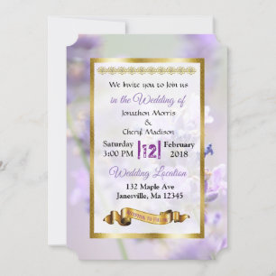Invitations de mariage violet et doré Lavande