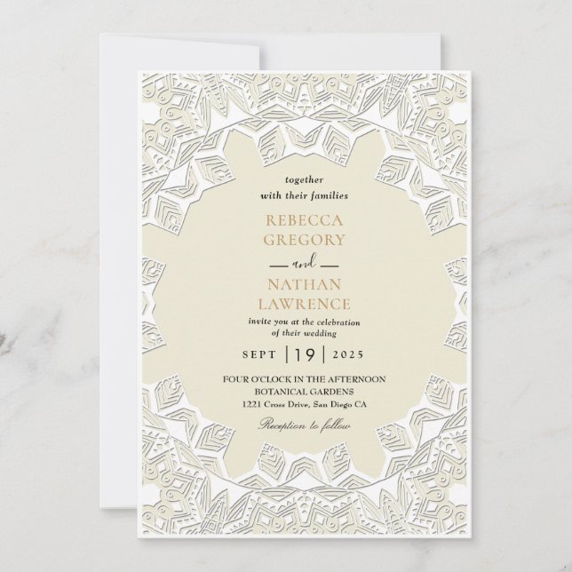 Invitations de mariage White Rustic Lace (Devant)