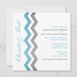 Invitations de mariage Zig Zag bleu et gris