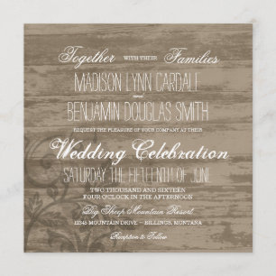 Invitations de Mariages campagnards de bois rustiq
