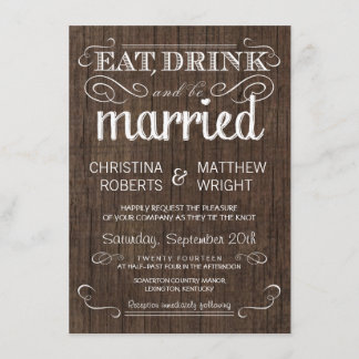 Invitations de Mariages campagnards de bois rustiq