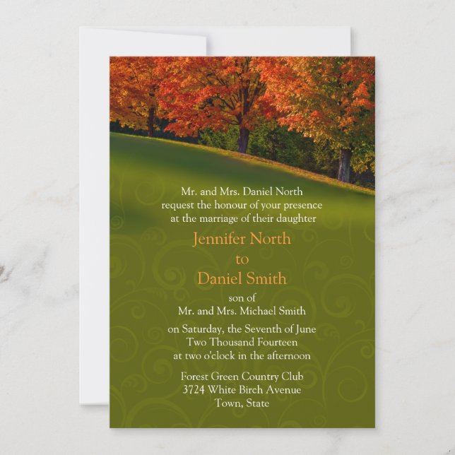 Invitations de Mariages de automne rustiques (Devant)