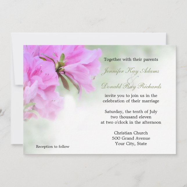 Invitations de Mariages ou de fêtes aux Azaleas ro (Devant)