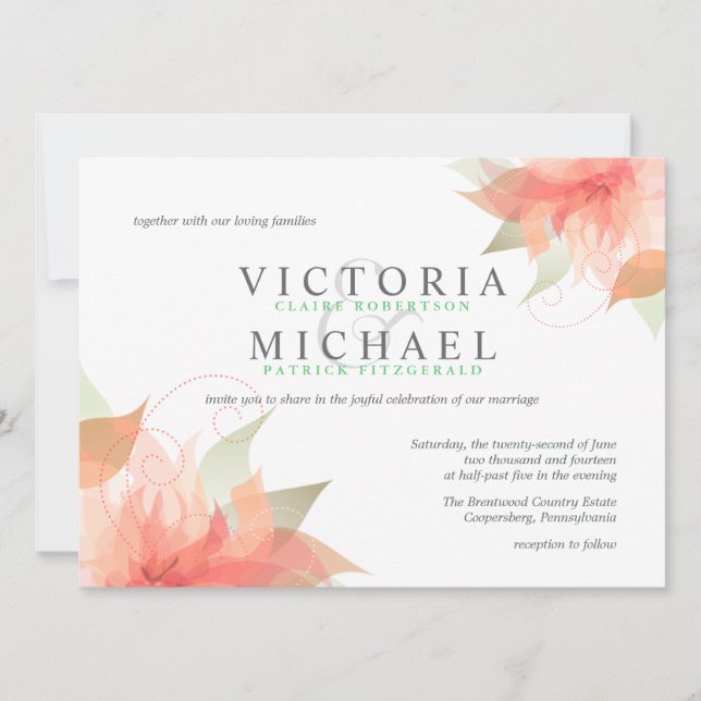 Invitations de mariés écolo et orangés (Devant)