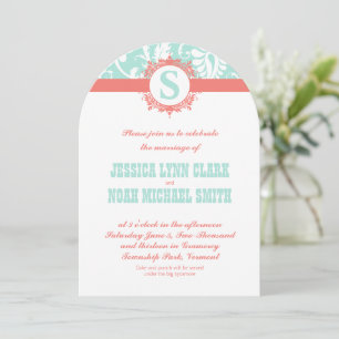 Invitations de Monogrammes de menthe et de pêche M