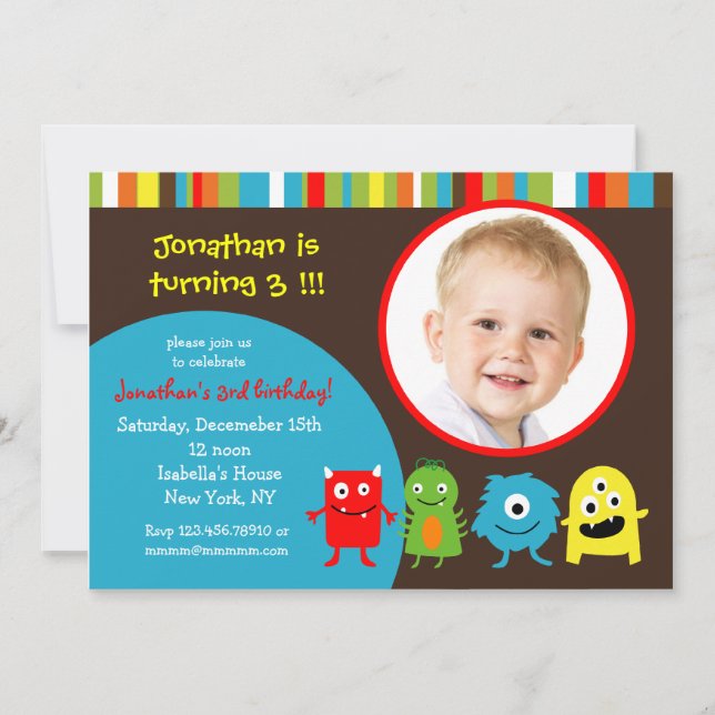 Invitations de Monsters à la fête d'anniversaire a (Devant)