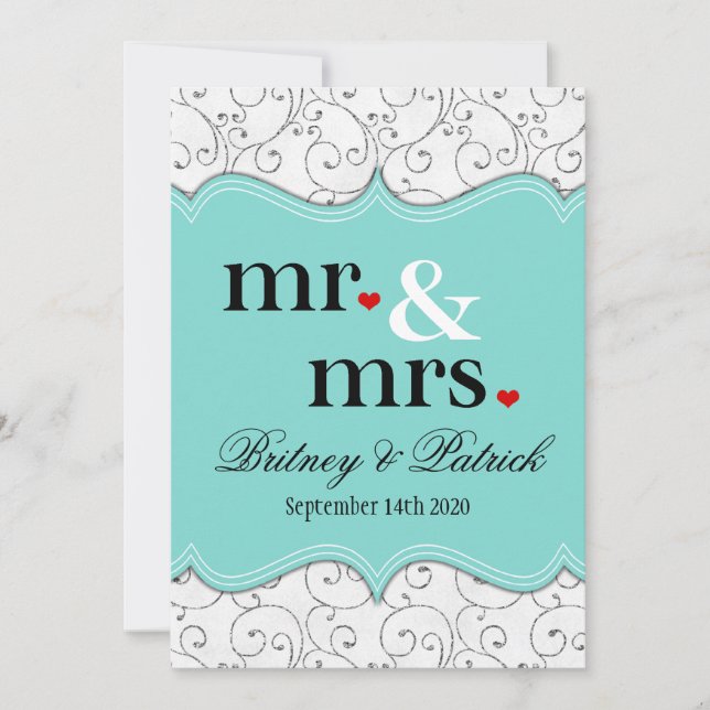 Invitations de Mr & Mme Blue Wedding (Devant)