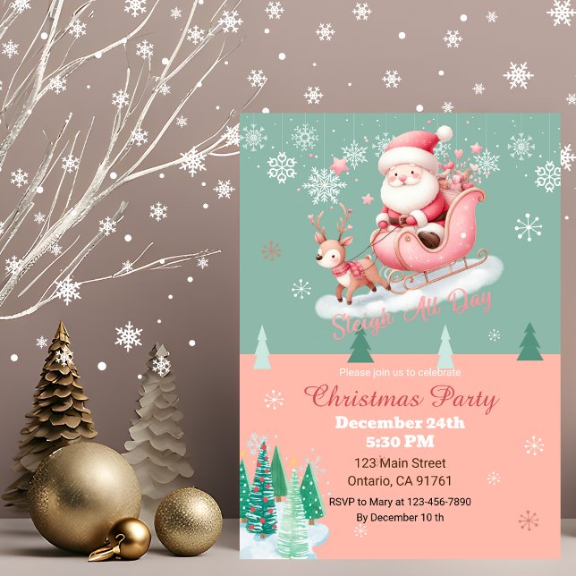 Invitations de Noël à la belle Père Noël (Créateur téléchargé)