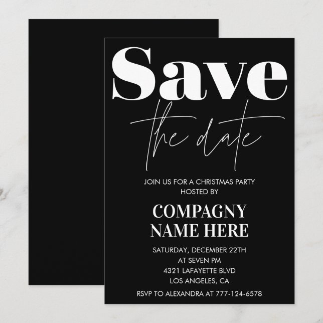 Invitations de Noël de Black Company Enregistrer l (Devant / Derrière)