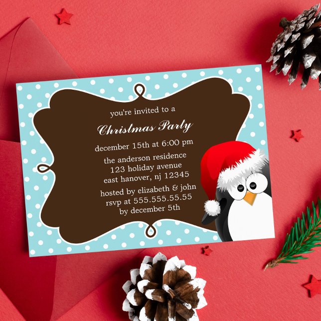 Invitations de Noël de Pingouin de vacances (Créateur téléchargé)