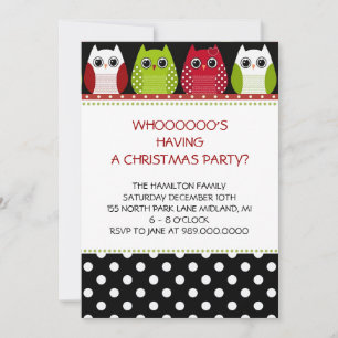 Invitations de Noël Owl Fête