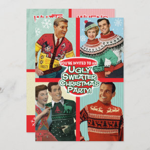 Invitations de Noël rétro Ugly Sweater
