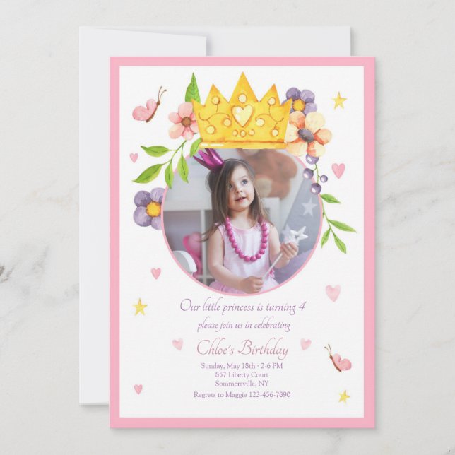 Invitations de notre Princess Photo Birthday Party (Devant)