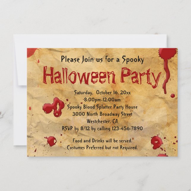 Invitations de parchemin, salissures d'Halloween (Devant)