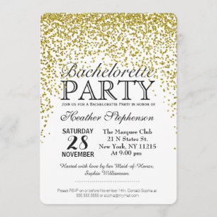 Invitations de partie de Bachelorette de confettis
