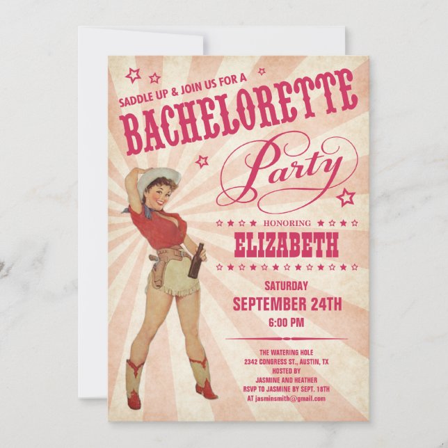 Invitations de partie de Bachelorette de cow-girl (Devant)