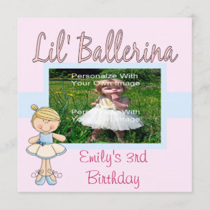 Invitations de partie de ballerine de Lil/bleu et