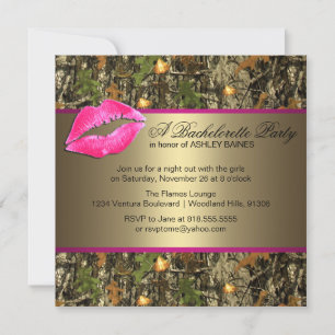 Invitations de partie de Camo Bachelorette de rose