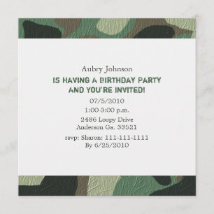 Invitations de partie de camouflage