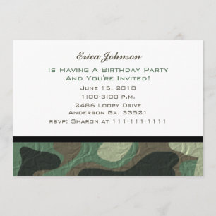 Invitations de partie de camouflage