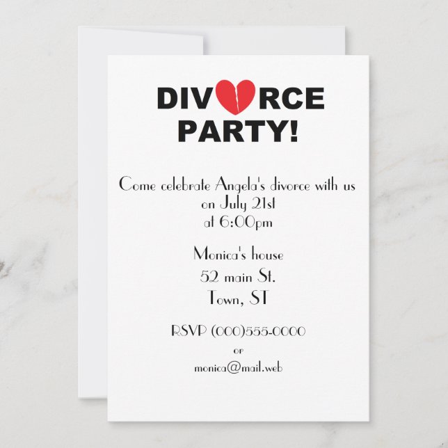 Invitations "de partie de divorce" (Devant)