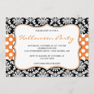 Invitations de partie de Halloween de damassé de