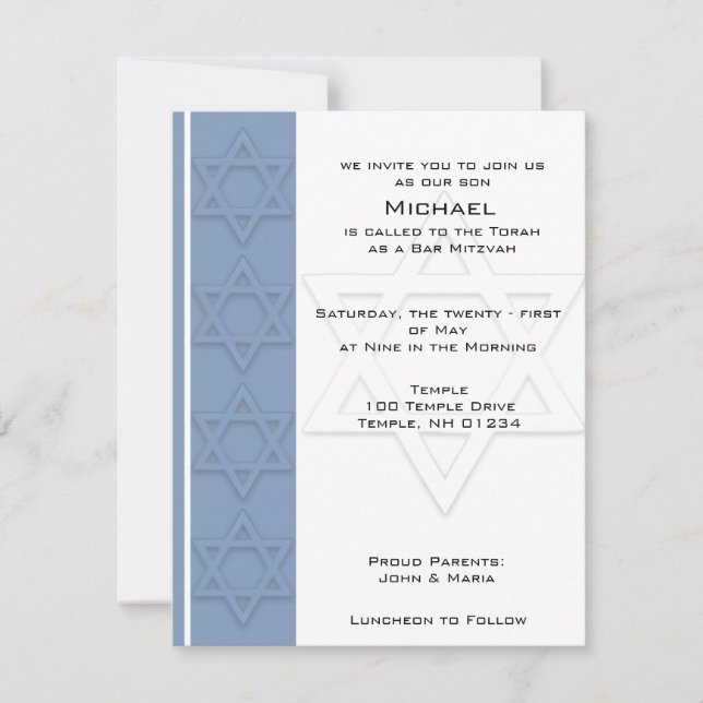 Invitations de partie de Mitzvah de barre (Devant)