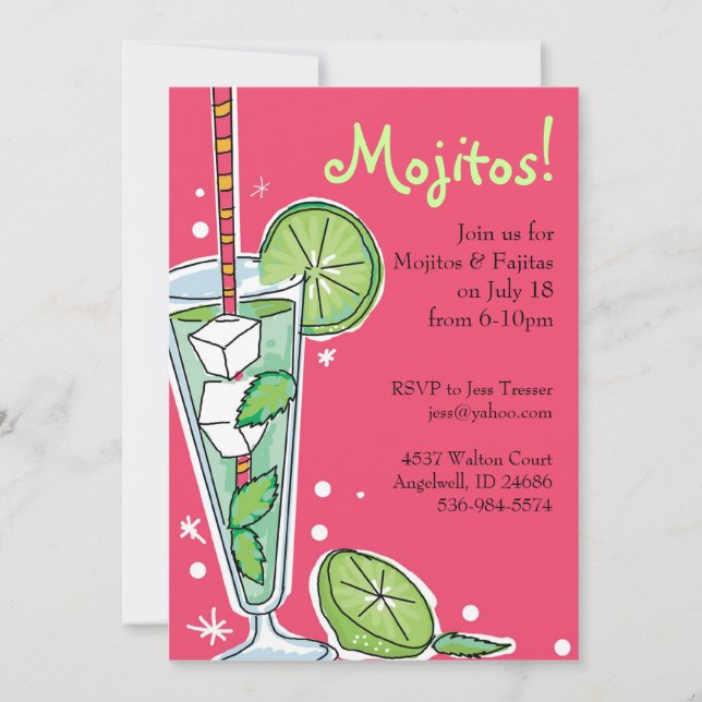 Invitations de partie de Mojito (Devant)