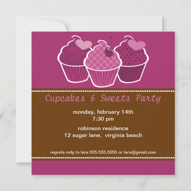 Invitations de partie de petits gâteaux et de (Devant)