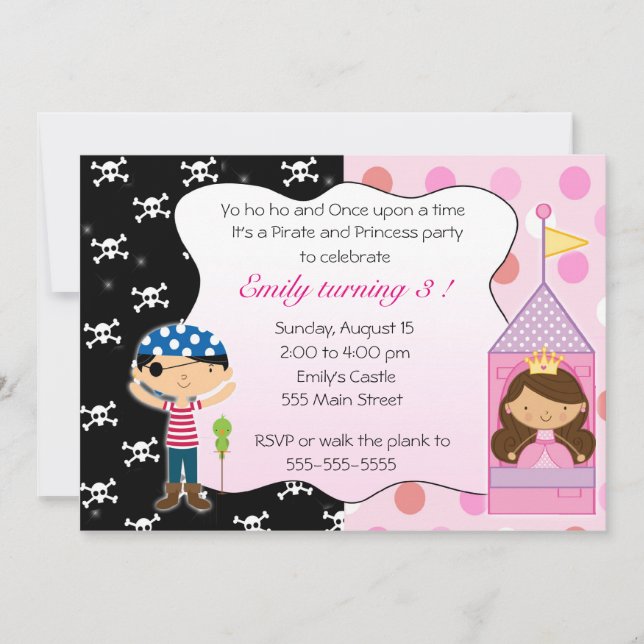 Invitations de partie de princesse anniversaire de (Devant)