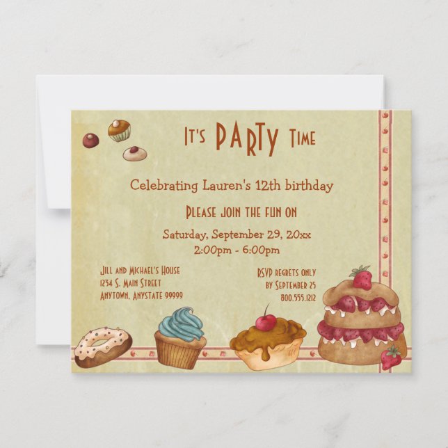 Invitations de partie de sucreries et de festins (Devant)
