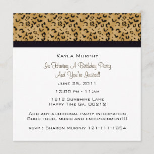 Invitations de partie d'empreinte de léopard