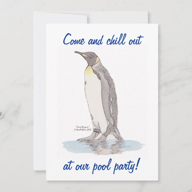 Invitations de parties de pool de pingouins (Devant)