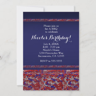 Invitations de parties Red White & Blue Sparkle Se