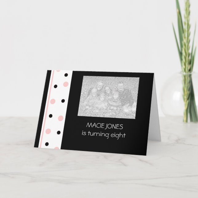 Invitations de parties rose et noire : Personnalis (Devant)