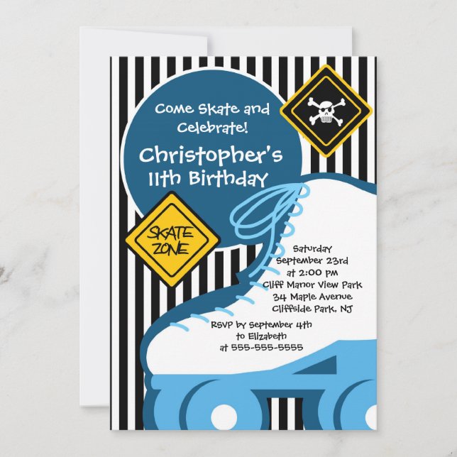 Invitations de patinage d'anniversaire de partie (Devant)