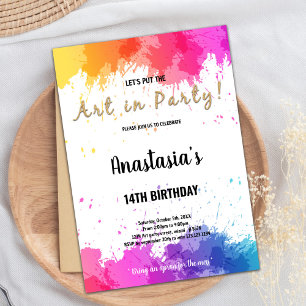 Invitations de peinture rose violet