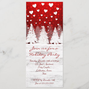 Invitations de photos enneigées de Noël rouge et b