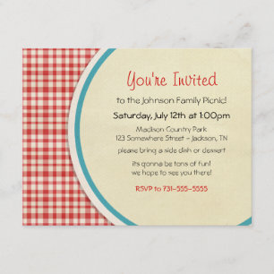 Invitations de pique-nique Red Picnic Plaid
