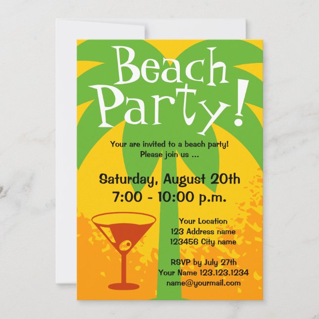 Invitations de plage| invitations personnalisés (Devant)