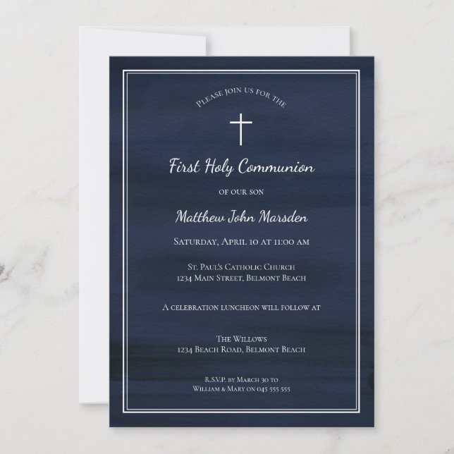 Invitations de première communion |Lavage couleur  (Devant)