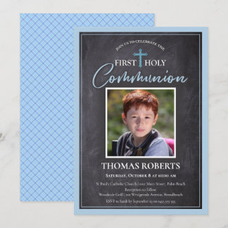 Invitations de première communion | Photo Croix bl