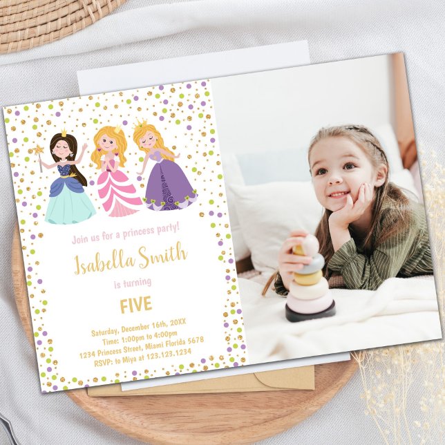 Invitations de Princess Party personnalisables pou (Magical Princess Birthday Invitations with photo)