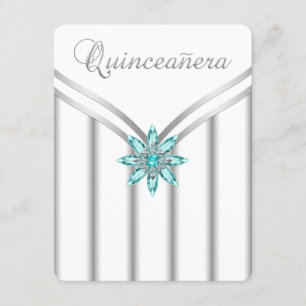 Invitations de Quinceanera d'argent de bleu de