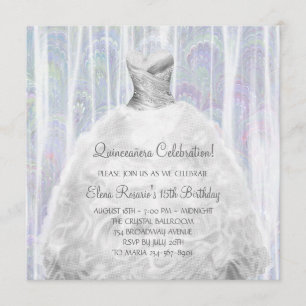 Invitations de Quinceanera de blanc de robe
