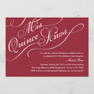 Invitations de Quinceanera, une légende rouge