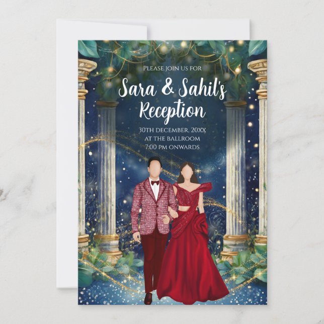 Invitations de réception indienne numérique Sangee (Devant)