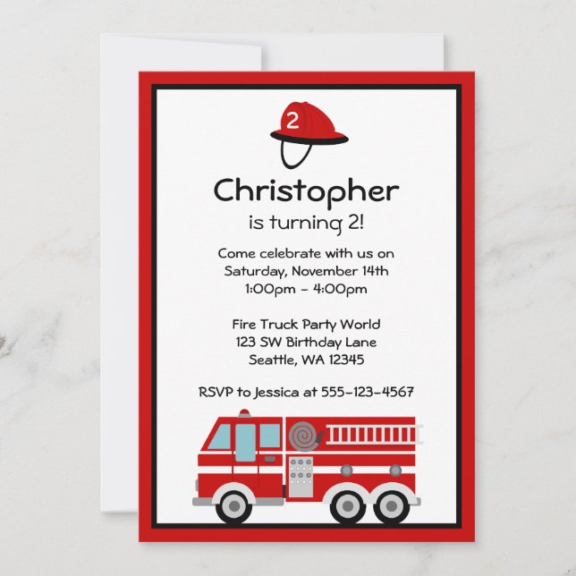 Invitations de Red Fire Engine et de Casquette Bir (Devant)
